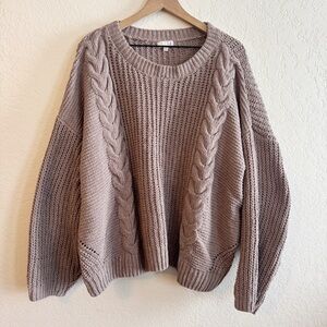 SO Women's Cable Knit Sweater - Taupe
